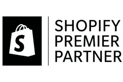 Shopify Premier Partner accreditation badge ,  Digital Heroes verified Shopify agency